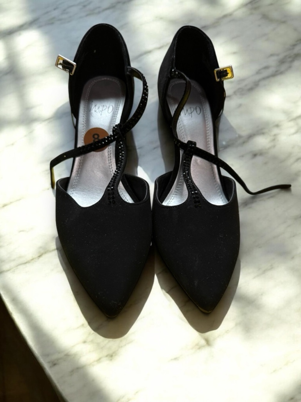 Women's Black Pointed Toe Ankle-Strap Heels